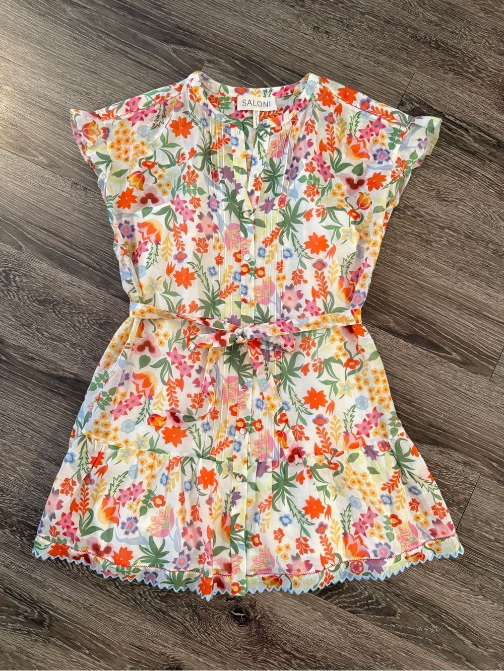 Saloni Bettie Floral Cutwork Hem Mini Dress